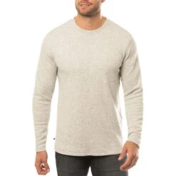 TravisMathew Cloud Waffle Crew -Golf Equipment Store travismathew waffle cloud crew heather light grey front itempicture