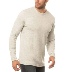 TravisMathew Cloud Waffle Crew -Golf Equipment Store travismathew waffle cloud crew heather light grey side itempicture